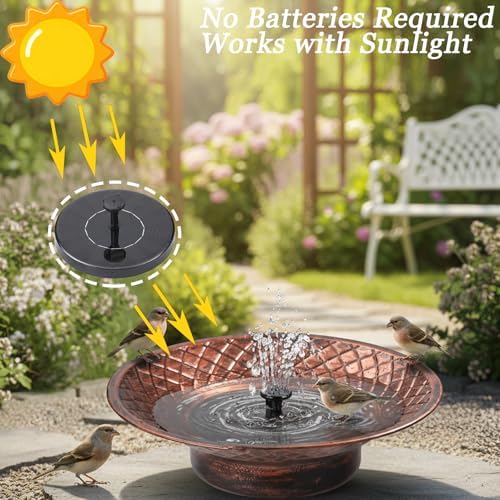 Bird Bath for Outside, 12.6" Solar Powered Bird Bath with Fountain