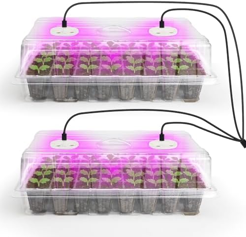 Seed Starter Trays with Grow Lights, 80 Cells, 2 Pack