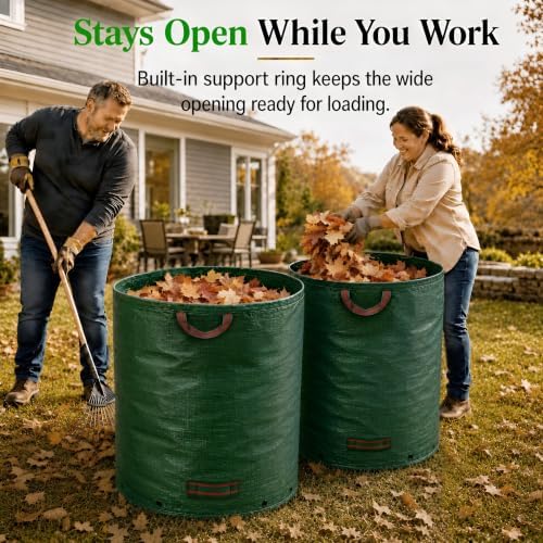 150 Gal Oversized Reusable Yard Waste Bags, 2-Pack, Leaf and Lawn Cleanup