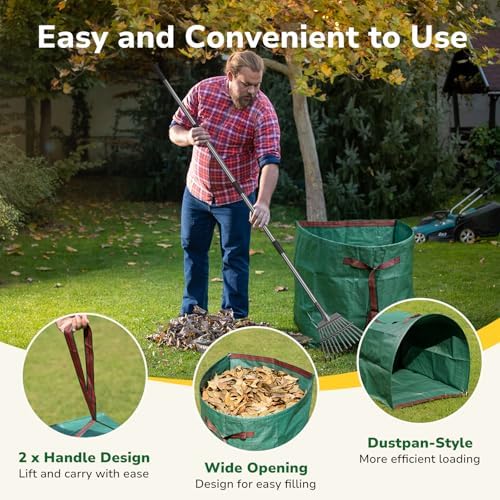 Lawn Bag, 40 Gallon Yard Waste Bags, Heavy Duty PP Garden Leaf Bags for Leaves, Grass and Debris, Reusable & Foldable Leaf Collector with Handles, Wide Opening and Self-stand Design, 2 Pack