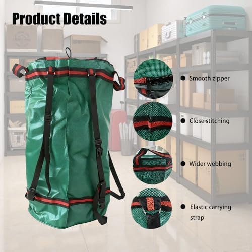 2 Packs Double shoulder straps Collection Leaf Bags - 72 & 32 Gallon Heavy Lawn Trash Bags with Reinforced Handles for Leaves Garden Clean Up,Garden Debris & Tool Storage, Collapsible for Easy Storage