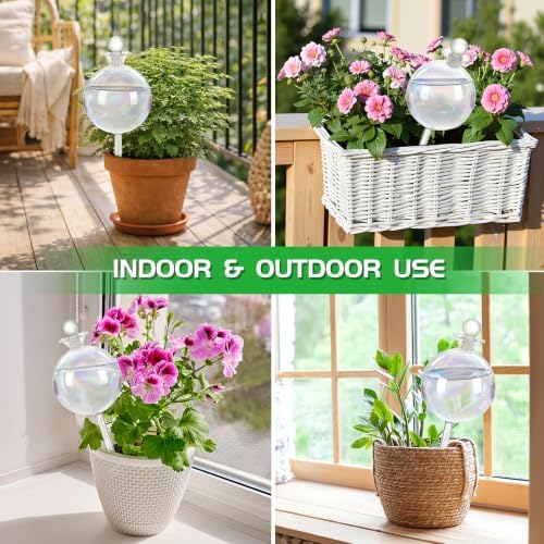 17 oz Extra Large Plant Watering Globes, Glass Self Watering Globes, Rainbow Gradient Self Watering Planter Insert, Watering Bulbs, Automatic Plant Waterer for Indoor Outdoor Plants (2 Pack)