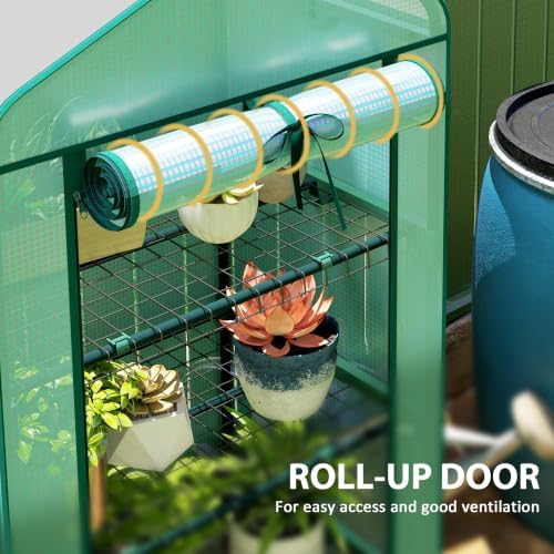 Outsunny 4 Tier Mini Greenhouse w/ Screen Roof 27.6" x 19.7" x 62.2" Green