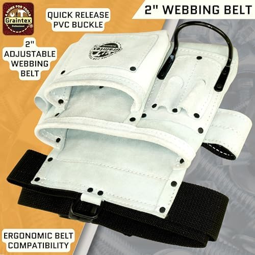 Graintex 5 Pocket Suede Leather Tool Belt/Bag, Multipurpose Leather Tool Belt for Women and Men, Ideal for Construction, Electrician, Handymen, Carpenter, Gardening Pouch & DIY Projects