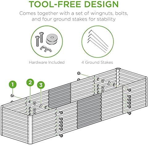 Best Choice Products 8x2x2FT Outdoor Steel Planting Box for Backyard Gardening, Deep Grow Container for Vegetables, Blooming Plants, Herbs & Seasonal Flowers with Open Bottom Design - Wood Grain