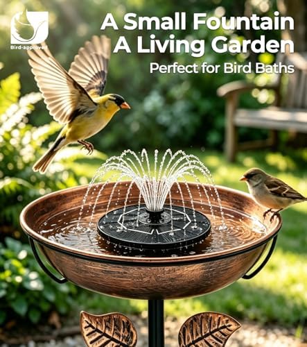 6.3" Solar Bird Bath Fountain with Color LED Lights