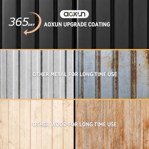 Aoxun 6' x 8' Storage Shed Outdoor Steel Black