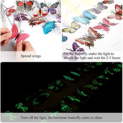 Butterfly Decorations,75 PCS Luminous Butterfly Garden Decor Stakes, Waterproof Gardening Art Butterfly Ornaments for Outdoor Yard Lawn Garden Decor