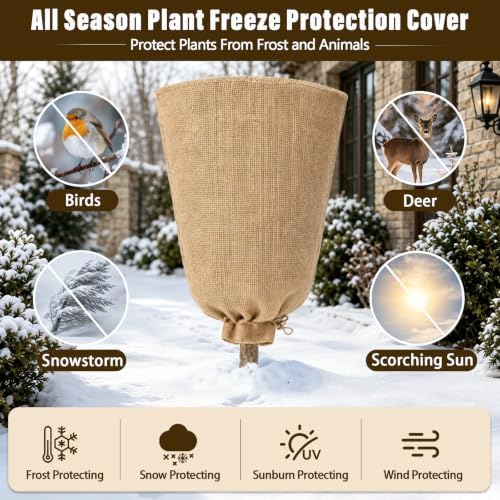 2 Packs 24 × 40 Inch Large Winter Plant Cover Bags with Drawstring