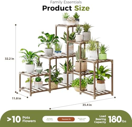 Bamworld Plant Stand Indoor Corner Plant Shelf Outdoor for Multiple Plants