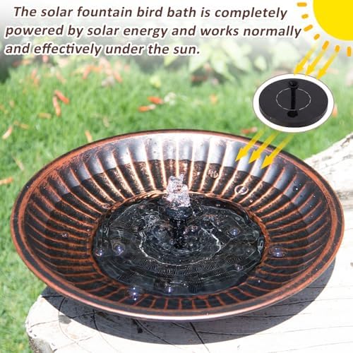 12.3" Solar Bird Bath Bowl,Bird Bath Fountain,Bird Bath for Outside(Copper)