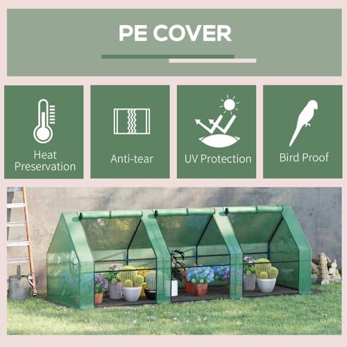 Durable Polyethylene Mini Greenhouse for Outdoor Gardening – Portable Grow Tent with Ventilation & UV Protection (Green + Steel)