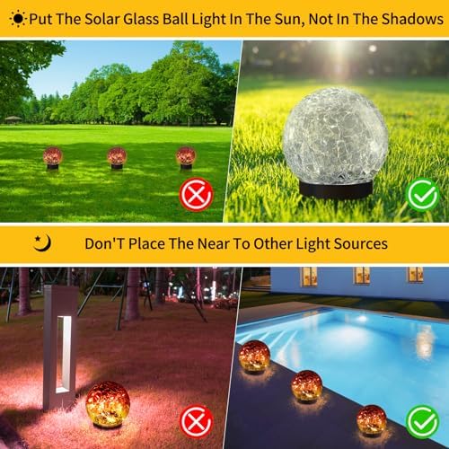 JKIMK Solar Globe Lights Outdoor Waterproof-Solar Balls for Garden