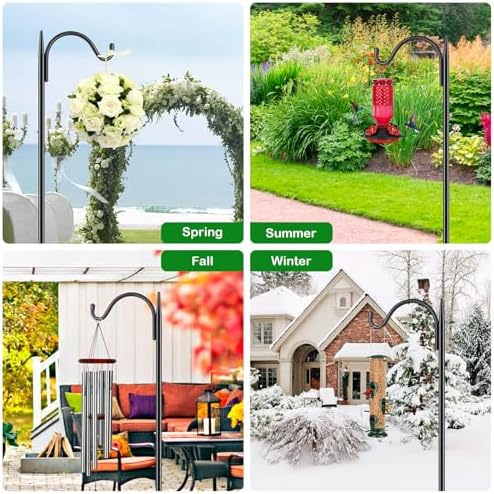 63'' Bird Feeder Pole, 5-Prong Base Shepherds Hook for Outdoor