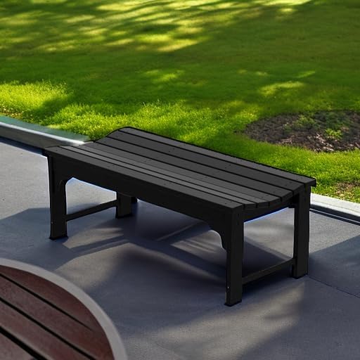 WestinTrends Malibu Outdoor Bench, All Weather Resistant Poly Lumber Backless Patio Garden Bench, Adirondack Curved Bench Seat for Comfort, Black