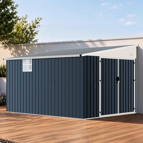 AMERLIFE 10x8 FT Lean-to Storage Shed with Lockable Door, Reinforced Frame