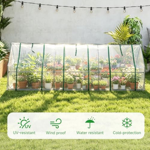 Mini Greenhouses for Outdoors Portable Greenhouse Tent 106"x36"x36" Zippered Doors & Roll-up Windows, Water Resistant, UV Protected for Outdoor Flowers, Vegetables, Green