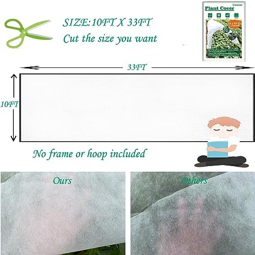 Garutom Plant Covers Freeze Protection 10ft x 33ft 1.1 oz Frost Cloth Plant Freeze Protection, Frost Blankets for Outdoor Plants Winter or Floating Row Covers Shade Cloth for Gardens, Vegetables