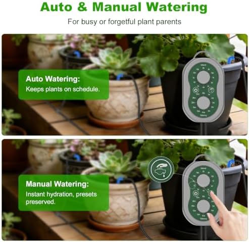 50FT Automatic Plant Watering System with Timer, Rechargeable Drip Kit