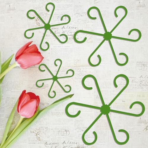 4 Pcs Plant Stem Support Reusable Plant Growth Accessories, Different Sizes Climbing Plant Stakes for Indoor Plants to Decorative (Green)