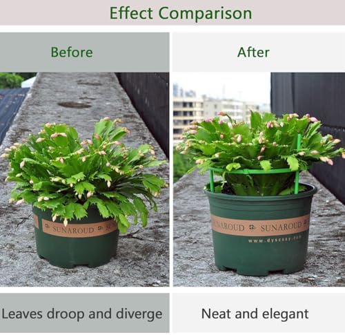 12 Packs Plant Support Stakes, Plant Support with Garden Wire Ties for Indoor Plants, Plastic Stackable Garden Flower Support, Plant Stakes for Tomato, Monstera, Peony, Hydrangea Climbing Plants