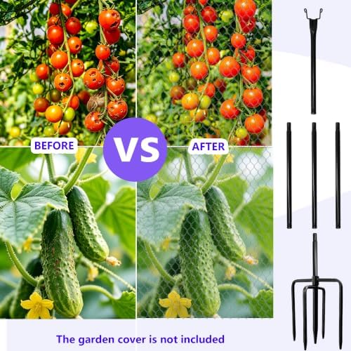 6 Pack 74 Inch Heavy Duty Metal Garden Netting Support Stakes 5 Prong