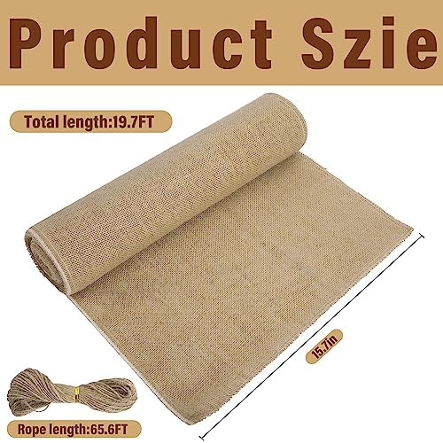 15.7''x19.7ft Natural Burlap Tree Wrap Rolls, Fabric Tree Trunk Protector