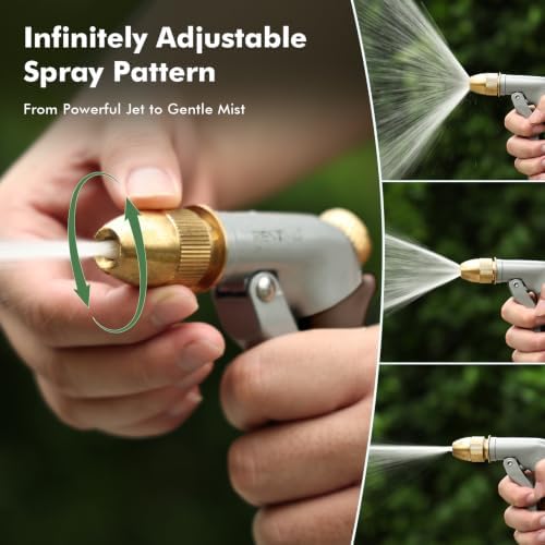 RESTMO Metal Water Hose Nozzle, High Pressure Garden Sprayer, Brown