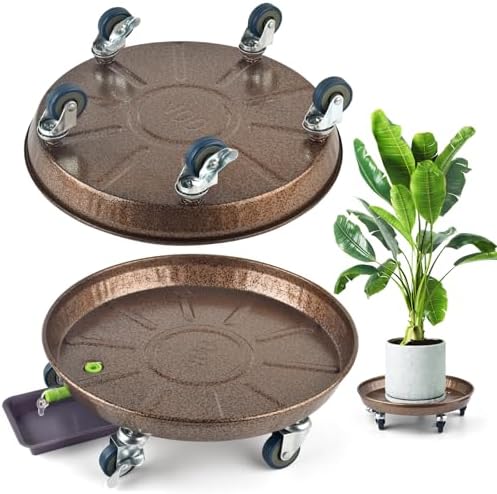 2Pack 14'' Large Plant Stand with Lockable Wheels for Indoor&Outdoor