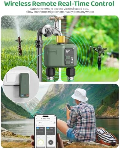 WiFi Water Timer 2 Zone for Garden Hose, Brass Inlet