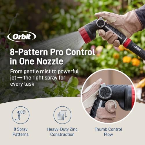 Orbit Pro Series 8-Pattern Thumb Control Hose Nozzle Sprayer - 26812