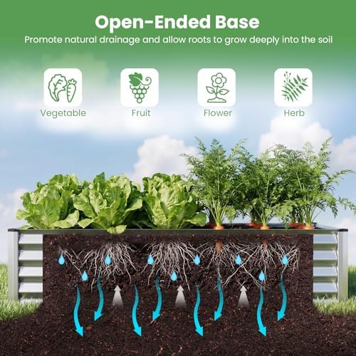 Giantex Galvanized Raised Garden Bed with Greenhouse Cover, 7x3x5 FT