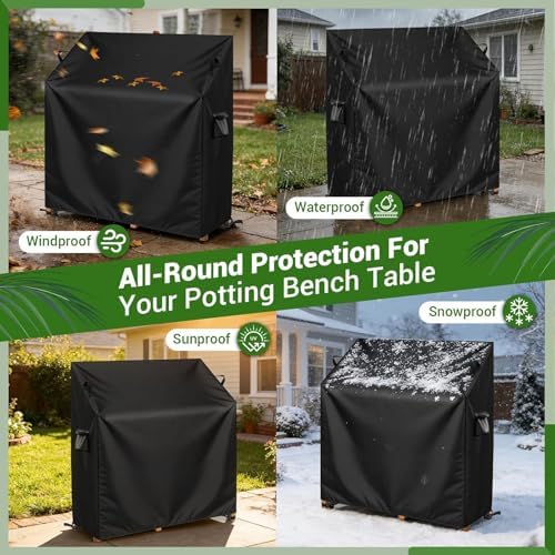 Patio Potting Bench Cover 600D Green 41"×19"×34/47"