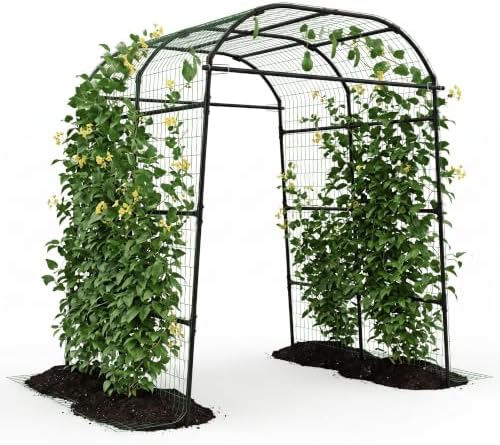 Garvee Metal Garden Arch Trellis, 7.2Ft Black for Raised Beds