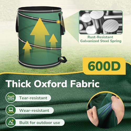2-Pack Collapsible Trash Can, 45 Gallon Leaf Bags, Durable 600D
