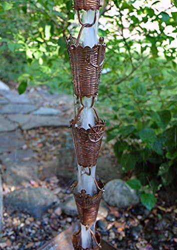 Nautical Cups Copper Rain Chain with Installation Kit - 9 Foot