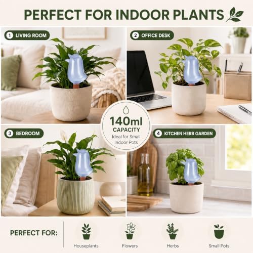 4 Pack Self Watering Spikes, Indoor Plant Watering Globes, Bird Shape Automatic Irrigation Spikes,Plant Watering Devices (Red&Blue)