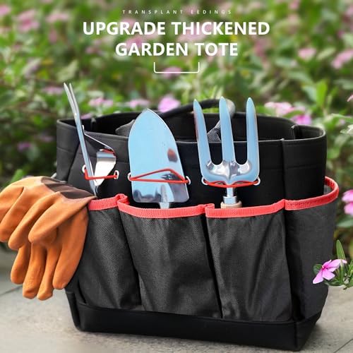9-Piece Gardening Tools Set with Fashion Handbag, Black Red