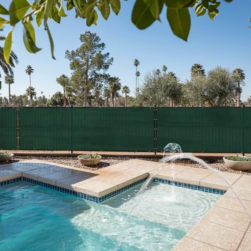 E&K Sunrise 6' x 66' Privacy Fence Screen with Grommets, Outdoor Windscreen Fence Covering Privacy Screen UV Blockage for Backyard Garden Patio, Zip Ties Included (Green)