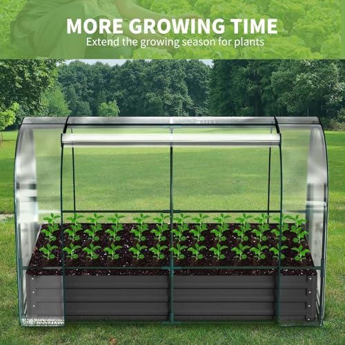 Raised Garden Bed with PVC Cover, Outdoor Mini Greenhouse
