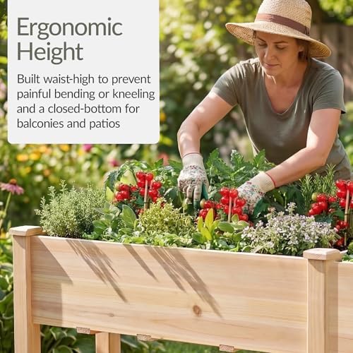 Best Choice Products 72x24x30in Raised Garden Bed, Elevated Wood Planter Box Stand for Backyard, Patio, Balcony w/Divider Panel, 6 Legs, 300lb Capacity - Natural