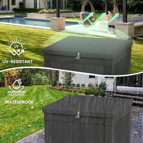 50 Gallon Outdoor Storage Box Waterproof Lockable Deck Box for Patio, Black