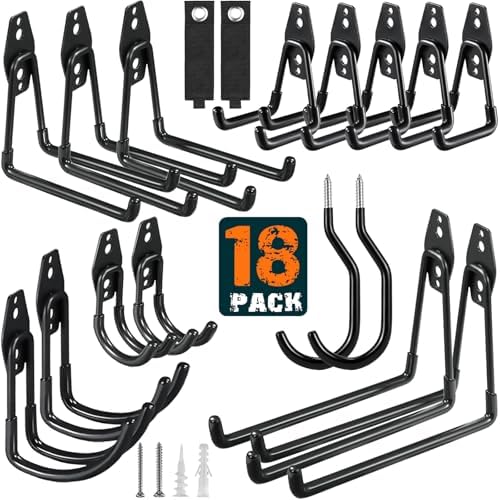 HUPBIPY 18 Pack Garage Hooks Heavy Duty, Wall Mount Ladder Hooks
