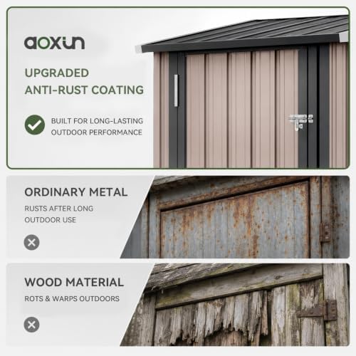 Aoxun 3x2 FT Outdoor Storage Shed, Shed with Sloping Roof, Brown