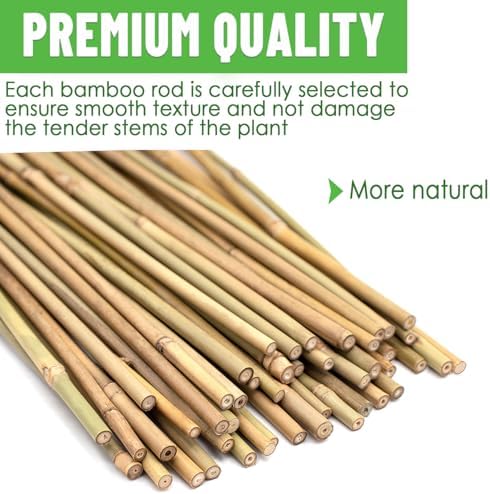 Plant Stakes 35Pcs 18 Inch,POLIUMB Premium Natural Bamboo Garden Stakes