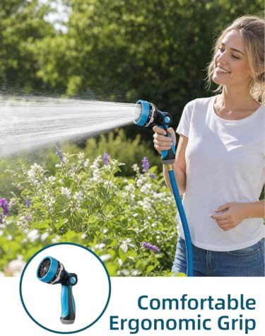 Garden Hose Nozzle with 10 Spray Patterns, Water Hose Sprayer for Outdoor