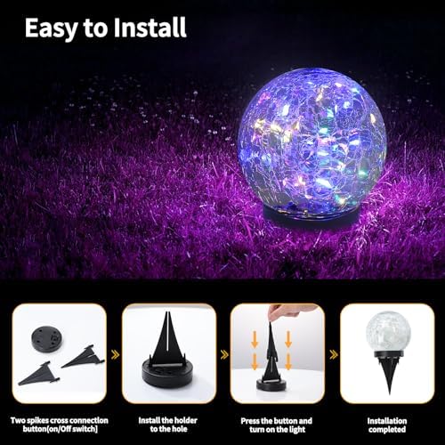 JKIMK Solar Globe Lights Outdoor Waterproof-Solar Balls for Garden