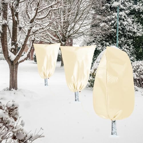 Homimp Frost Protection for Plants,Plant Covers Warm Plant Protection Cover Bags for Winter Frost Cold Weather Shrubs & Trees Jacket Covers,Yellow, 31.5" W x 47.3" H(8 PCS)