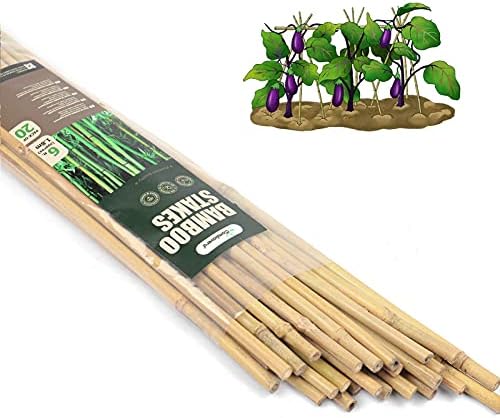Bamboo Stakes 6 Feet, Tall Garden Stakes, 20 Pack Bamboo Poles