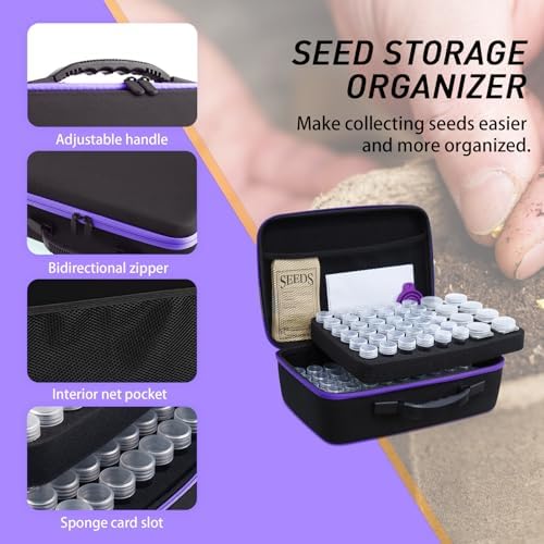 Seed Storage Organizer Box with 104 Bottles & Envelopes